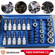 34pcs Torx Star Socket & Bit Set Male Female E & T Sockets with Torx Bits + Case
