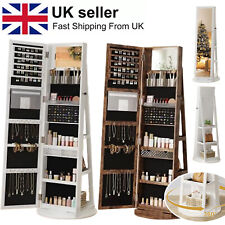 Jewelry Storage Cabinet Full-Length Mirror Lockable 360° Swivel Armoire Shelf