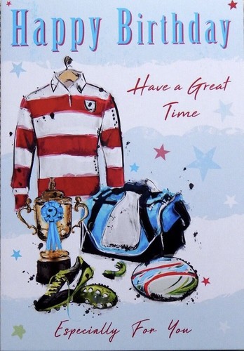 Rugby kit birthday - card, for