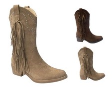 Mid Calf Stud Fringe Faux