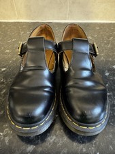 Dr. Martens Polley Mary Jane Shoes UK 4 Women's Smooth Black Leather Buckles Doc