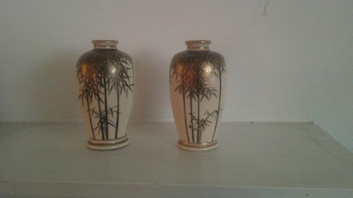 Pair antique japanese satsuma - pair,