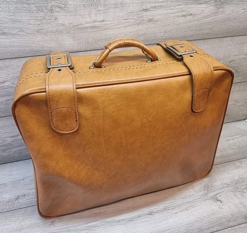 Vintage leather suitcase brown - suitcase,