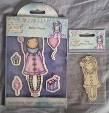 large Santoro Gorjuss Rubber Stamp Birthday Plus Matching Wooden Topper New Goth