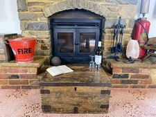 Old Antique Pine Chest, Vintage Wooden Storage Trunk, Blanket Box, Coffee Table.