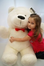 EXTRA LARGE PLUSH TEDDY BEAR WHITE for present gift birthday free heart cushion