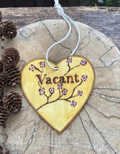 Handmade Toilet Engaged Vacant Double Sided Wooden Hanging Door Sign