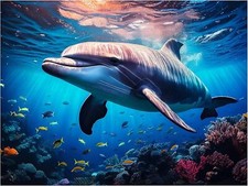 Tile Mural Dolphin Underwater Ocean Fish Coral Kitchen Bathroom Wall Backsplash