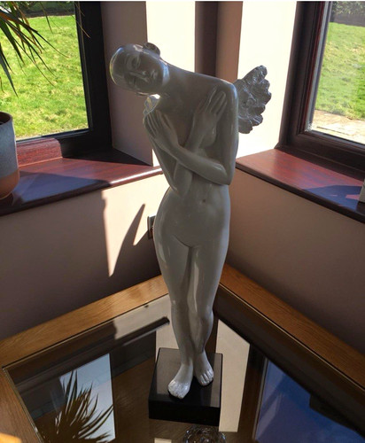 Grey ceramic nude - grey, woman