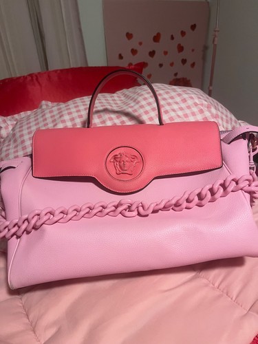 Versace pink grained handbag - versace,
