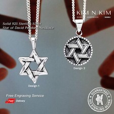925 Silver Star of David Necklace – Personalised Judaica Gift  Pendant✔️Solid925