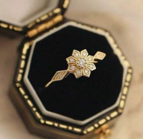 18k gold plated ring flower - 18k,