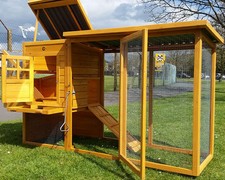 CHICKEN COOP RUN HEN HOUSE POULTRY ARK HOME  COOPS RABBIT HUTCH PLASTIC ROOFS