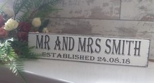 Wooden wedding established personalised  free standing sign shabby vintage