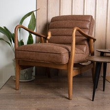 TAN FAUX LEATHER ARMCHAIR