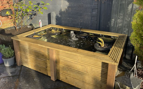 Raised garden pond seat top - garden, w/seat