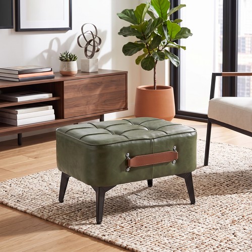Leather footstool pouffe - pu,