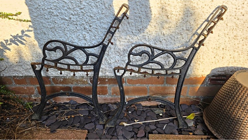 Vintage cast iron garden bench - vintage,