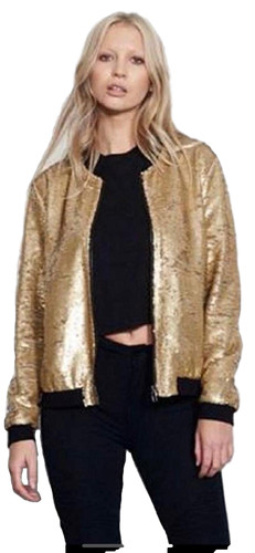 Ladies sequin glitter bomber - glitter,