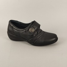 Loretta Shoes Womens 5 Black Leather Slip On Flat Strap Comfort Work Casual