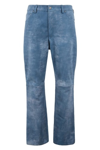 Men leather pant wide - leather, leg