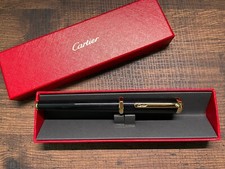 Cartier Diabolo Black Resin Gold Plated Ballpoint Pen With Gift Box