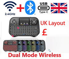 MINI KEYBOARD 2.4G + BLUETOOTH AIR MOUSE TOUCHPAD  7 COLOUR BACKLIGHT,uk