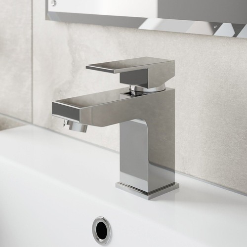 Modern chrome bathroom - modern, square