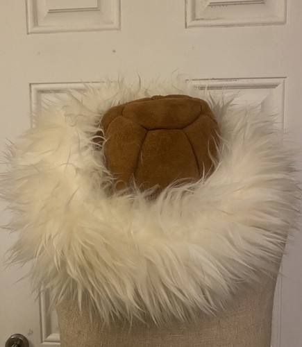 Ivory sheepskin brown leather - ivory,