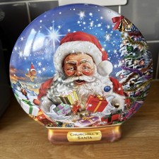 Churchills Santa Snowglobe Christmas empty  Tin art work by Adrian Chester man