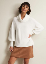 Brand New Phase Eight Dahlie Chunky Knit Cowl Neck Jumper in Ivory  £99 8-18