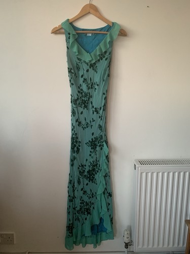 Aqua green floral frilly - aqua,