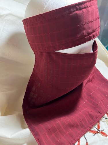 Burgundy niqab beaded edge - beaded,