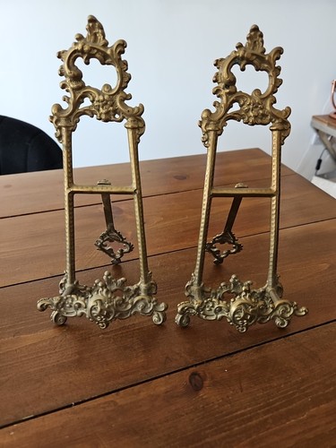 Vintage pair brass easel - vintage, of