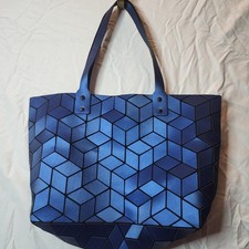 Emilio Pepe Geometric Tote Bag with Zipper Closure Blue
