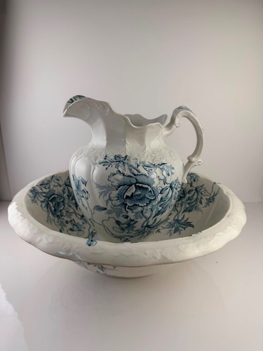 Antique colonial pottery blue - antique,
