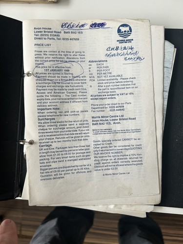 Morris minor parts catalogue - parts,