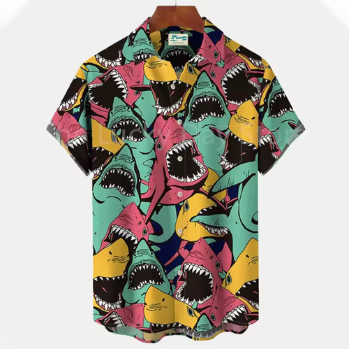 Mens button down shirts - button, shark