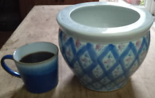 Vintage Chinese Large Planter Fish Bowl Ceramic Indoor Blue & White 8.25in HEAVY