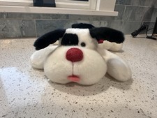 Vintage RUSS Berrie & Co black and white puppy dog stuffed animal plush toy  Bow