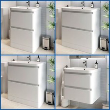 Modern Bathroom Vanity Unit Basin Cabinet Floor Standing Wall Hung Storage White