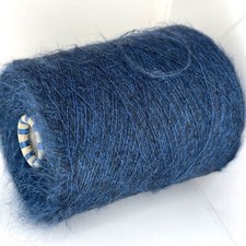 Dark Blue MOHAIR LUXURIOUS FLUFFY Yarn on Cone LACE WEIGHT for Crafts Knitting