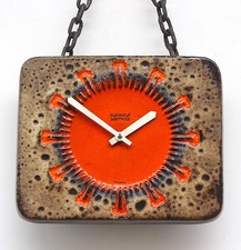 Amazing FAT LAVA 1960s West German ceramic Vintage Wall Clock Midcentury Retro