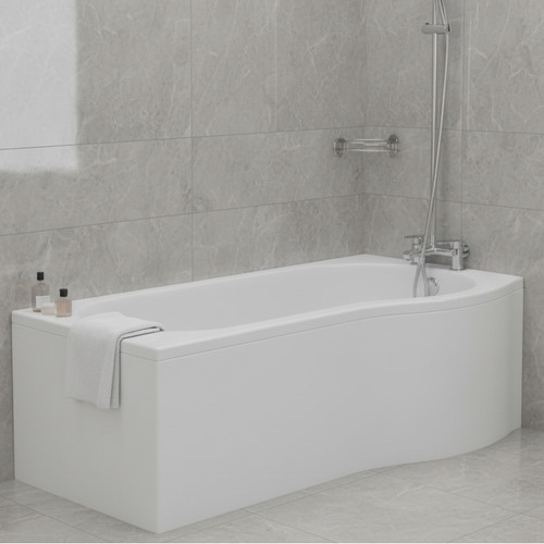 Shaped shower bath rh - p-shaped,