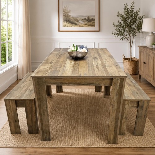Dining table and benches - table,