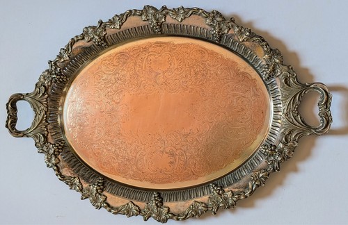 Antique silver copper tray - antique,