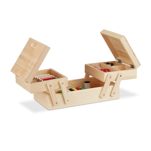 Wooden sewing basket