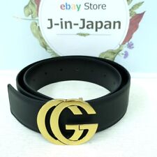 Gucci leather belt black gold-colored hardware made in Italy Vintage Used