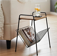 Side Table With Magazine Rack Shelf Wooden Coffee/Lamp/End Storage Stand Table