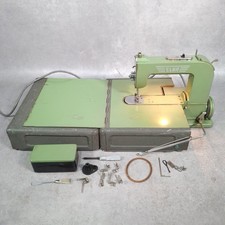 Elna Grasshopper Cased Swiss Green Sewing Machine Vintage Collectible Working 